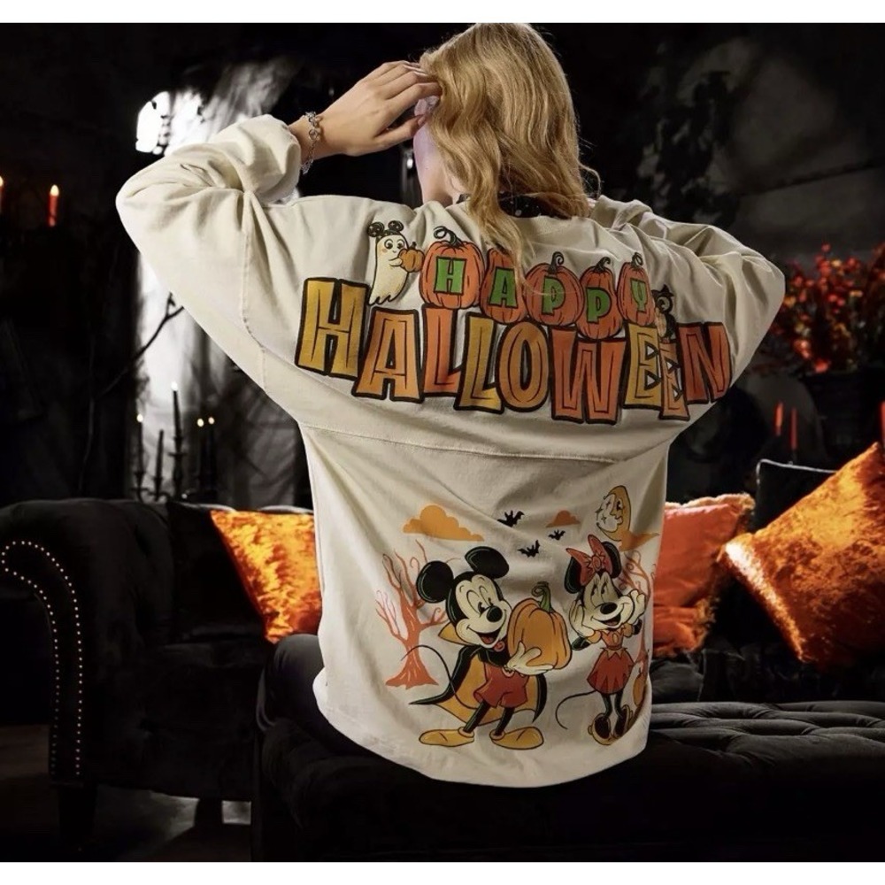 Disney Parks White Happy Halloween Mickey Minnie Adult 3XL Spirit Jersey NWT - Picture 3 of 3
